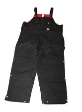 Carhartt R38 Duck Cotton Zip-to-Waist Black Biberall Quilt-Lined Men's 48W 28L