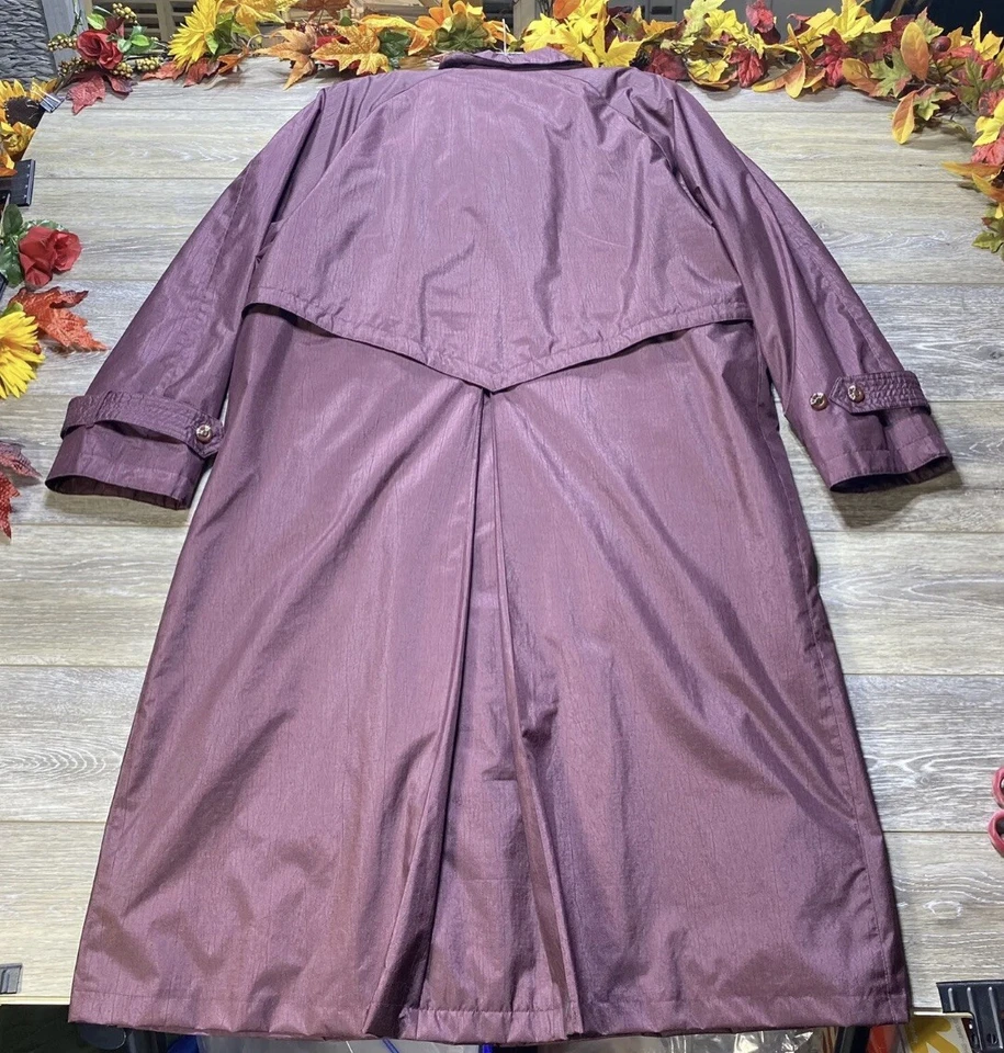 Vintage Rain Coat Size 12 Large Maroon Red Long Length Lined Jacket Fleet Street - Image 2 of 4