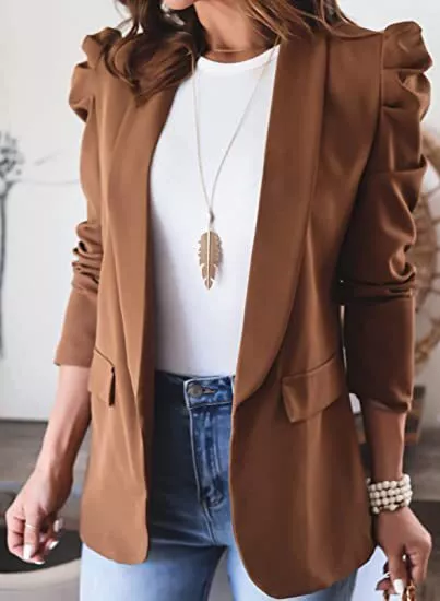 Puff sleeve top suit jacket