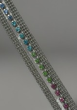 Multicolour Rainbow Rhinestone Ball Bead Bracelet Silver Tone Multi Strand