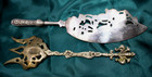 Vintage Silverplate Fish Server & Brass Serving Fork Ornate Unmarked 11.5" 10" — photo 8