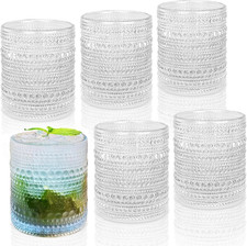 Hobnail Drinking Glasses Set of 6, 10 Oz, Cocktail Glasses Vintage Glasses Drink