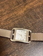 HERMES Cape Cod Watch Double Tour Stainless Steel Quartz Greige Square Women's 13