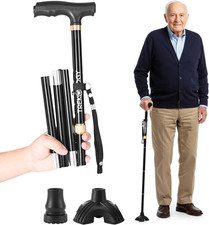 Foldable Walking Cane for Seniors - Folding Walking Stick for Men and Women with