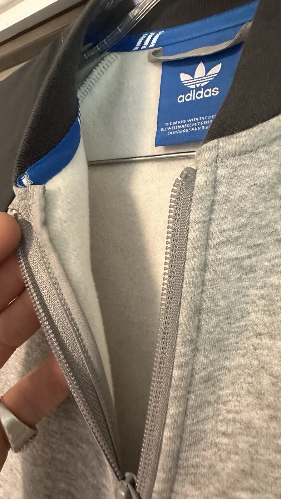 Adidas Super Soft Fleece Warm Up Jacket Gray Men’s S - product detail image 4