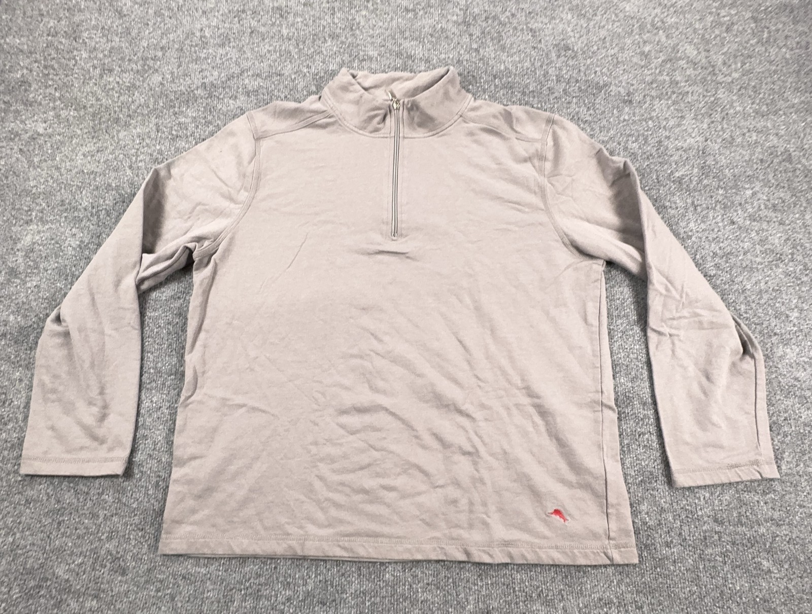 Tommy Bahama Pullover Mens XL Gray Half Zip Long Sleeve Dolphin Logo Casual