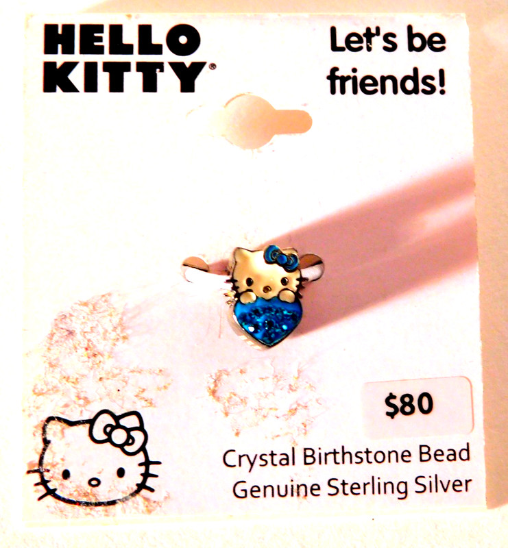 Sanrio Hello Kitty Sterling Silver 925 Blue Zircon Crystal Bead NEW