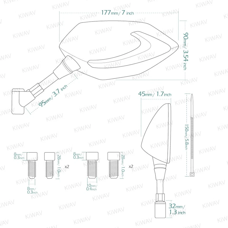 KiWAV mirrors Lucifer black dual LED sequential indicator fits Suzuki Boulevard — 第 2/4 张图片