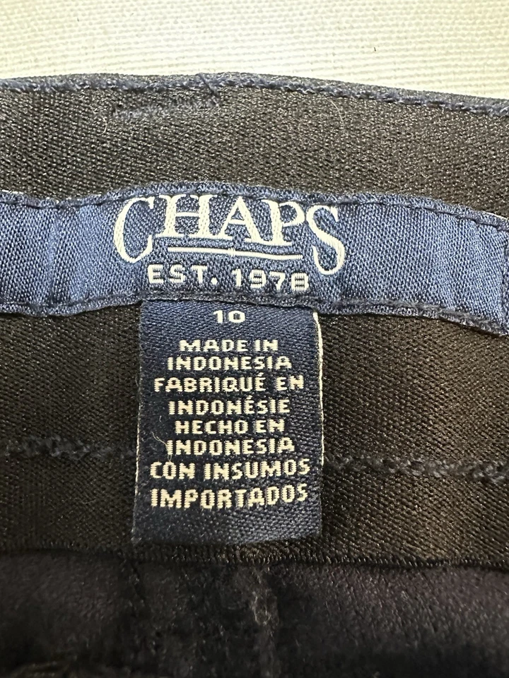 Pantalones de pana Chaps para mujer 10 azul marino pierna recta elásticos informales Foto 2 de 4