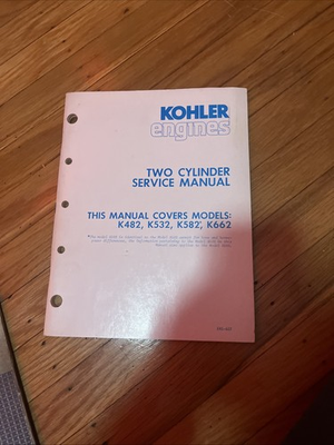 #ad #ad KOHLER ENGINE TWO CYLINDER SERVICE MANUAL K482 532 662 582 ENS 607 1982 REPAIR $5.00
