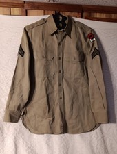 US ARMY Khaki Uniform Shirt Officer 1946 Pattern Korean War 1951 VG 15 1/2 Fast