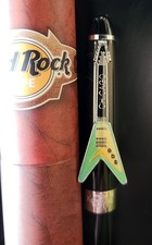 HARD ROCK CAFE CHICAGO BALLPOINT PEN FLYING V GUITAR IN CIGAR TUBE