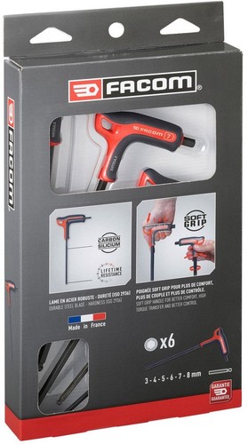 Jeu de 6 clés en 'T' 6 pans FACOM - 84TZS.PB - Photo 2/2