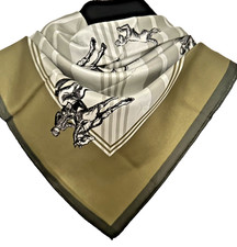 35"x35"Horseman Print Pure Mulberry Twill Silk 14momme Scarf 88x88cm 6-12