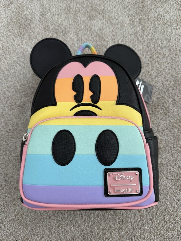 Loungefly Disney Mickey Mouse Pastel Rainbow Mini Backpack. NWT!