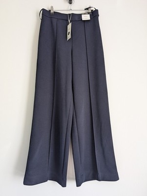 M&S Marks And Spencer Navy Wide Leg - High Rise Trousers UK Size 10 New RRP £35