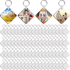 240Pcs Sublimation Keychain Blanks Double Sides MDF Square 1.8 Inch with Rings