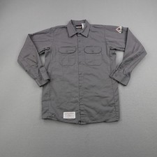 Bulwark FR Shirt Mens Medium Gray Flame Resistant Twill Work Button Up CAT 2