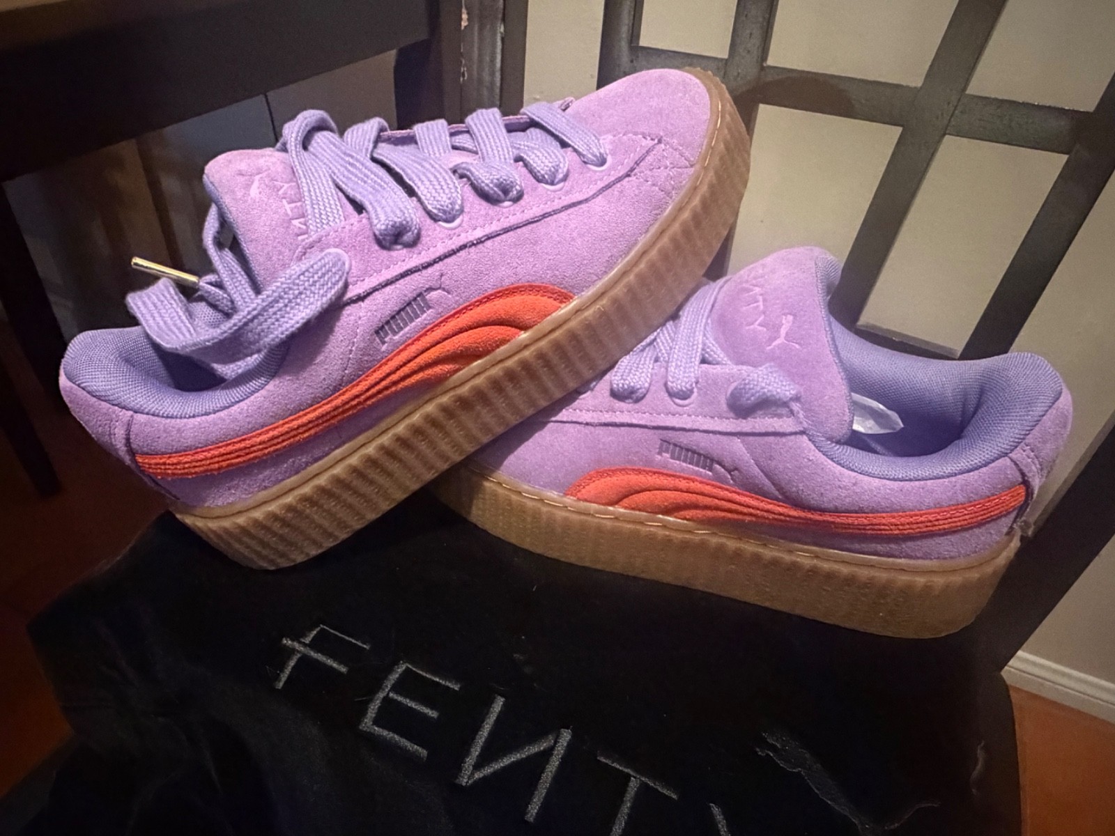 Fendi x Puma Suede Platform Sneakers – Fuchsia & Burnt Orange -New in Box thumbnail 4