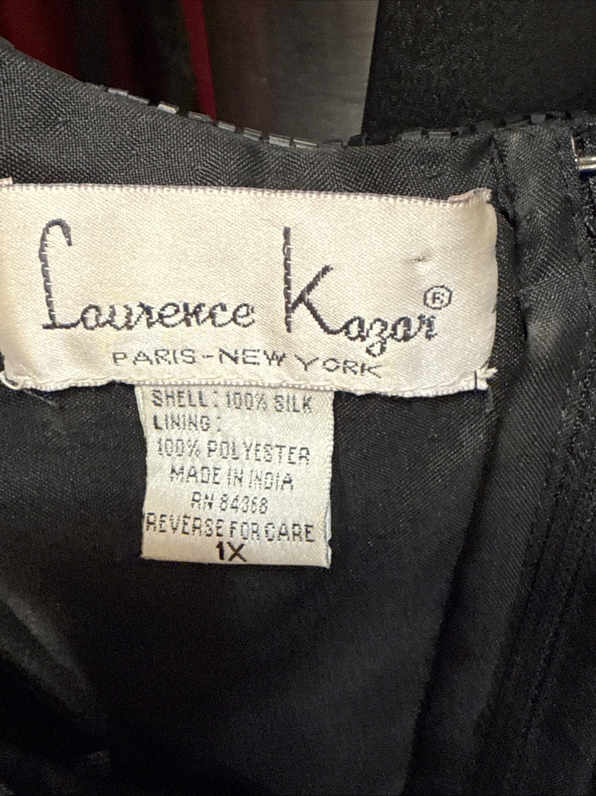 Laurence Kazar Vintage Sequin Beaded Floral 100% Silk SS Formal Top Jacket XL