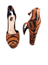 A PAIR OF SUPER HIGH PLATFORM BLOCK HEEL  TIGER PATTERN sz 6.5 POLEDANCE ? SHOES