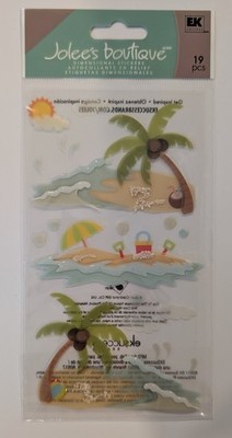 RARE Jolee's Vellum Waves & Sand Palm Trees Beach Ocean Scrapbooking Stickers