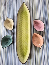 Stoneware Leaf Appetizer Serving Set