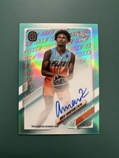 2021-22 Topps Chrome OTE Amen Thompson Aqua & Red Auto Refractor RC XRC SP /99