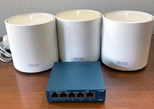TP-Link Deco x20 Dual-Band WiFi 6 Mesh System, Deco X20 3-Pack , with TL-SG105