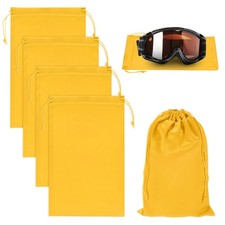 4-Pack Ski Goggle Bag, 10.6" x 7.1" Microfiber Bag for Snow Goggles Yellow 
