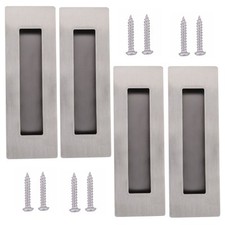 4 Pack Recessed Door Pull Handles with 8 Screws, 6 Inch Rectangular Flat Slid...