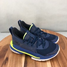 Under Armour Curry 7 Blue Youth Sneakers Size 3.5Y Basketball Shoes Comfort