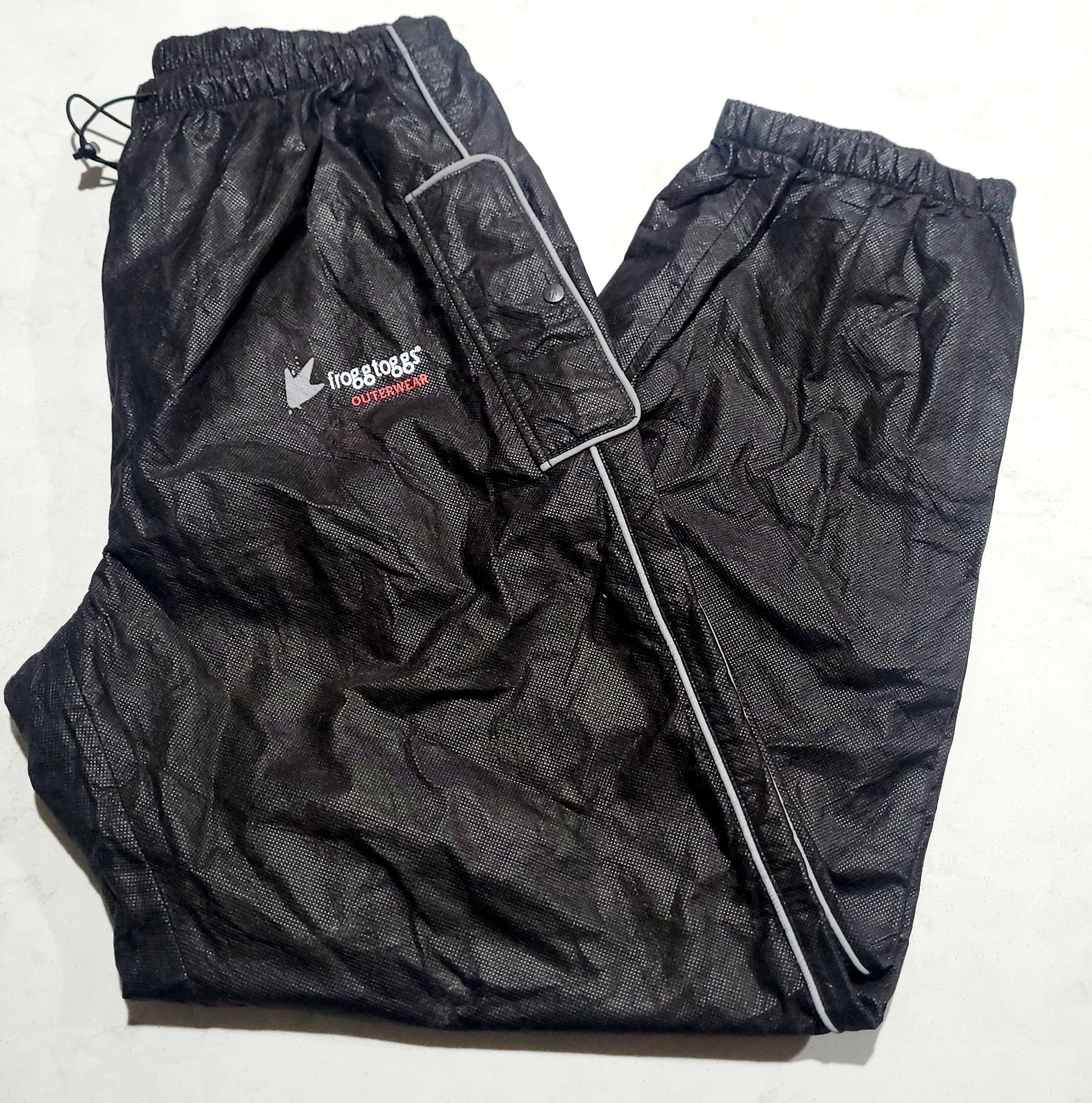 Frogg Toggs Outerwear Black Rain Pants Elastic Drawstring Men's Large NWOT