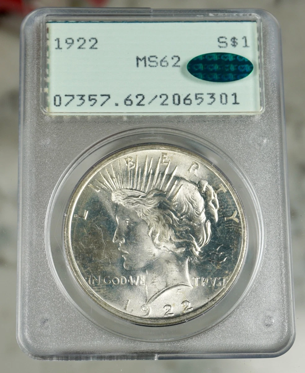 Silver MS 62 Graded 1922 Year Peace Dollars (1921-1935) for sale