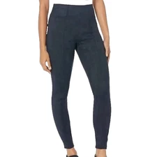 SPANX Women Size Large Faux Suede Classic Navy Blue Skinny Leggings NEW