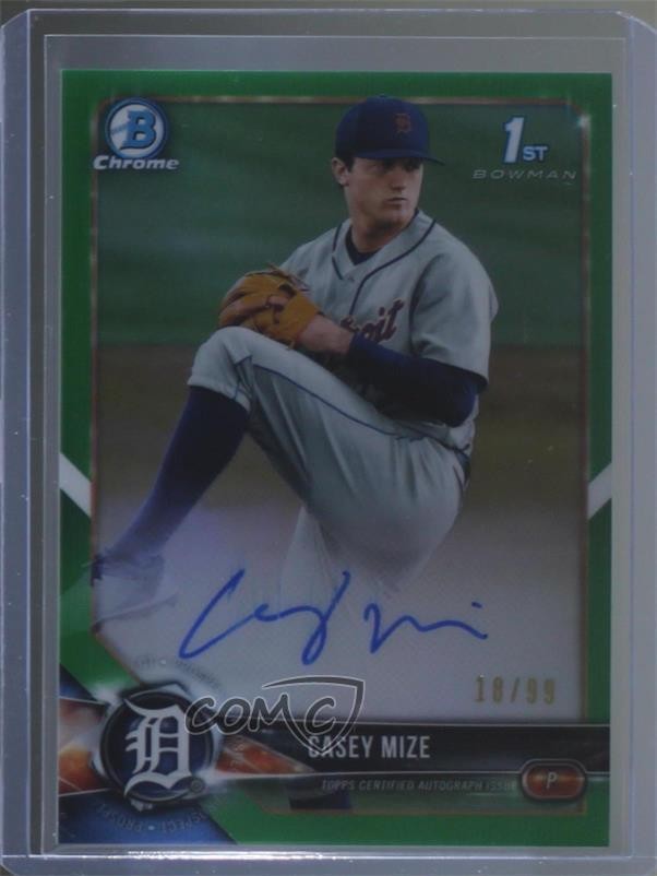 2018 Bowman Draft Chrome Pick Green Refractor 18/99 Casey Mize #CDA-CM Auto 4j0