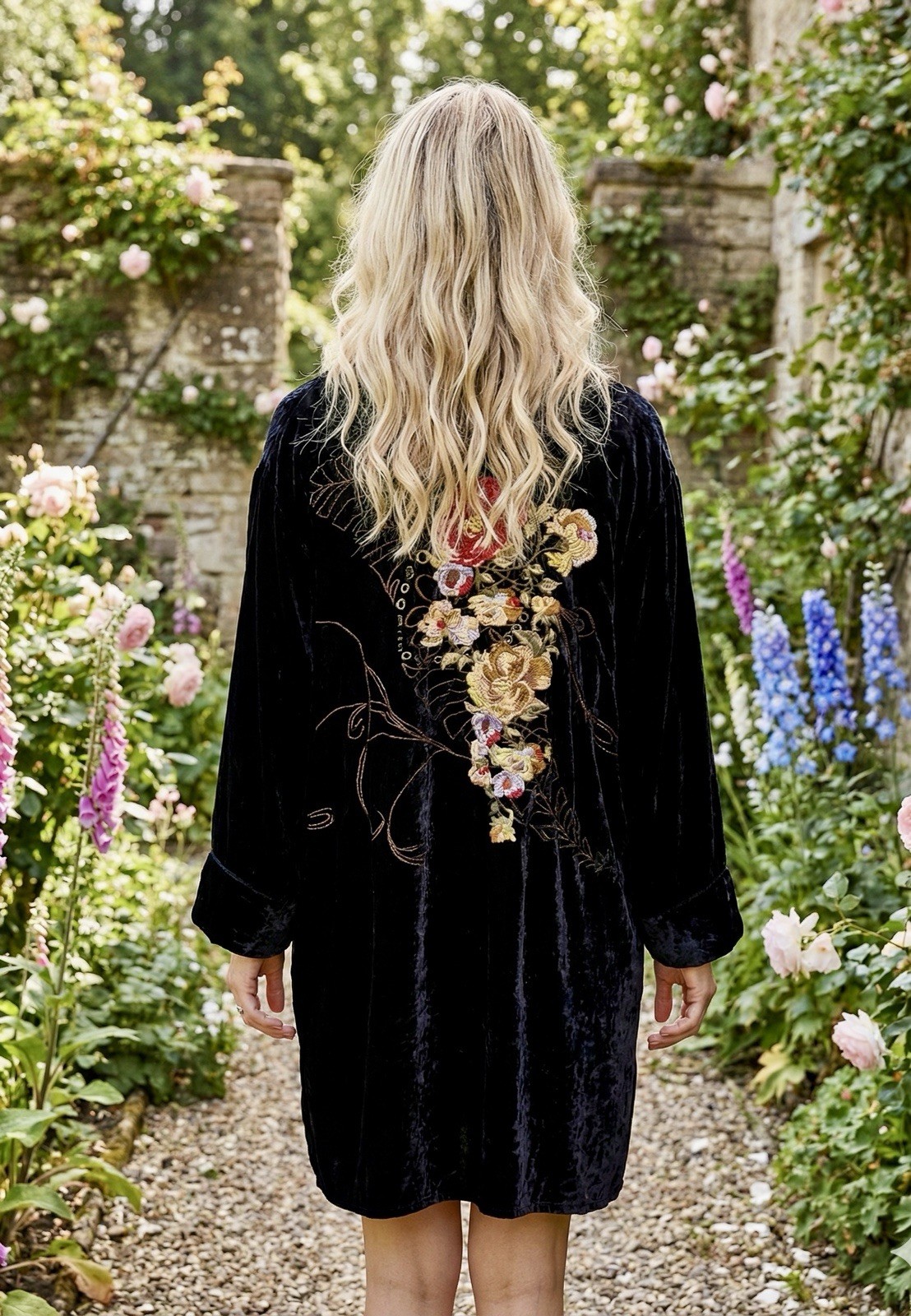 Johnny Was 1X 1XL Black Velvet Button Up Shirt Top Embroidered Long Sleeve NWT