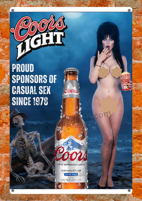 Elvira Mistress Of dark Coors Light Funny Metal Sign Poster  Bar Decor Read Des.