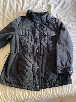 Planet Black Quilted Jacket Size 16 Lightweight Stylish Coat Very Good Condition