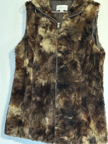 Faux Fur Vest Size Small Hooded