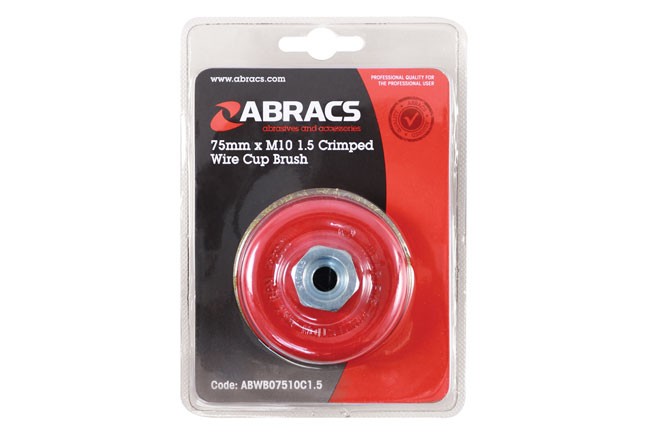 CONNECT 32132 Abracs Crimped Cup Brush 75mm x M10 1.5 Pitch Brass Dipped 1 Piece