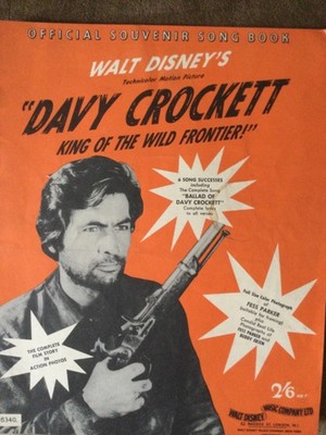 Davy Crockett Walt Disney. Offizielles Block Noten Liederbuch von 1955