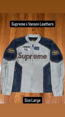 Supreme Vanson Leather Cordura Cotton Denim Jacket Size Large | eBay