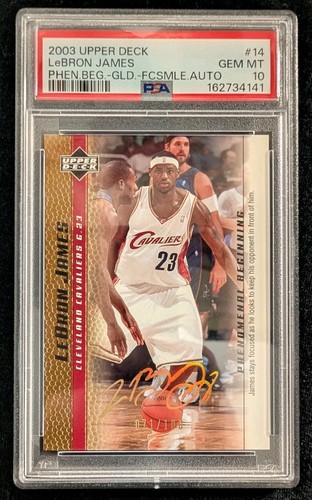 03-04 Upper Deck Lebron James Rookie Phenomenal Beginning Gold Auto /100 PSA 10