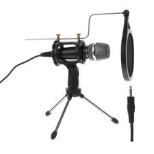 1 Set Recording Microphone with Tripod for Mobile Phone and Computer Black 