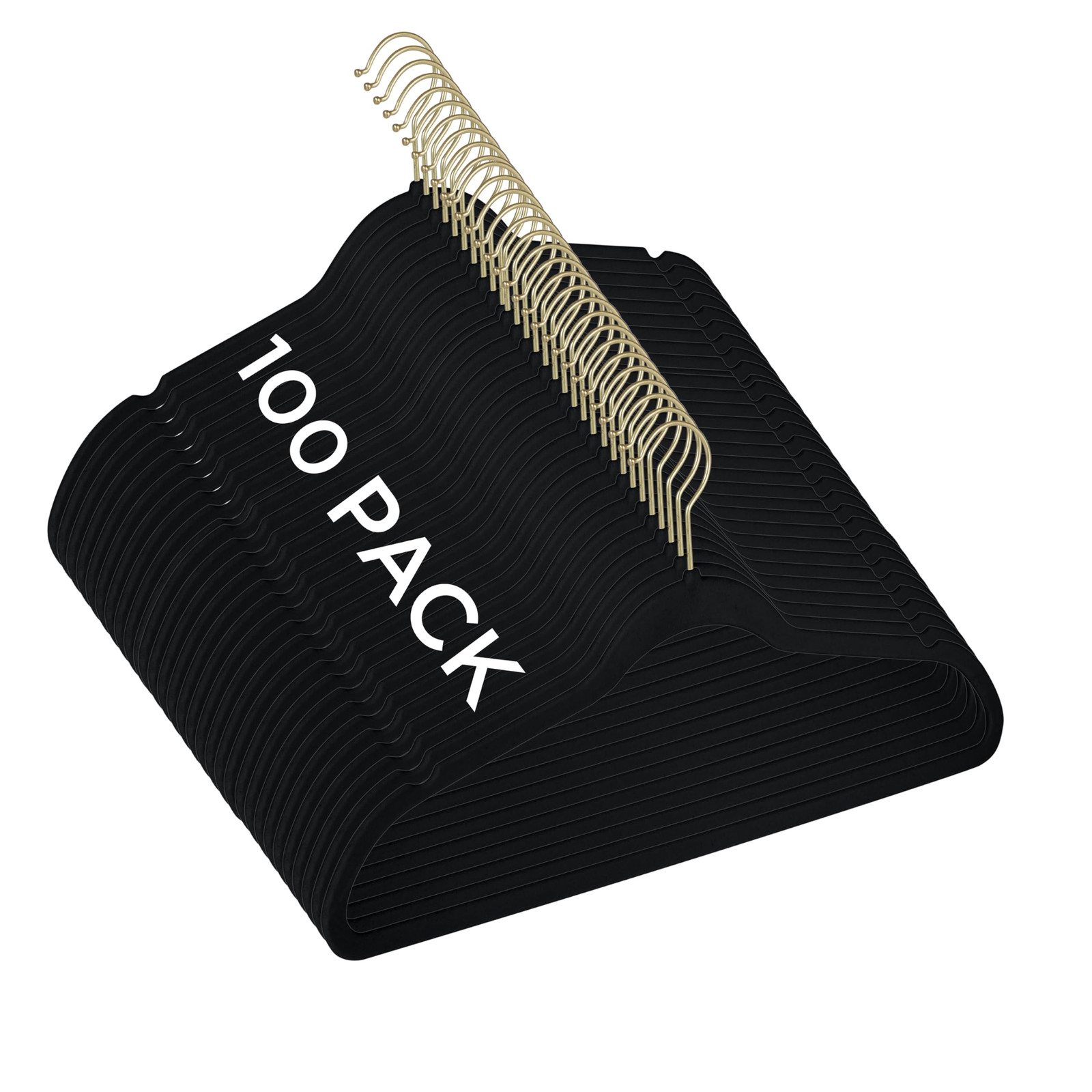 Slim Velvet Gold Hook Clothes Hangers 100 Pack Non-Slip for Shirts Suits Pants