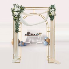 7.9ft Gold Wedding Arch Backdrop Stand, Square Arch Double Metal Balloon Arch