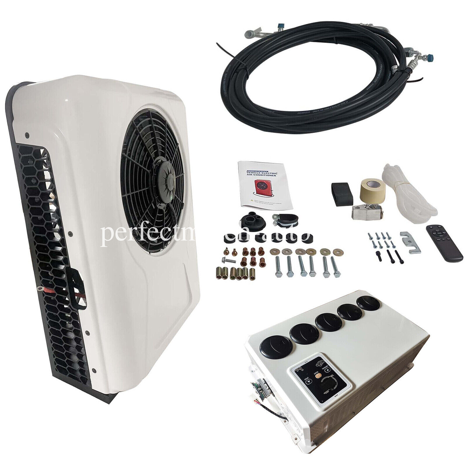 Cooling Air Conditioning Kit for Semi Trucks Bus RV Caravan 60A-80A 12V 12000BTU-image