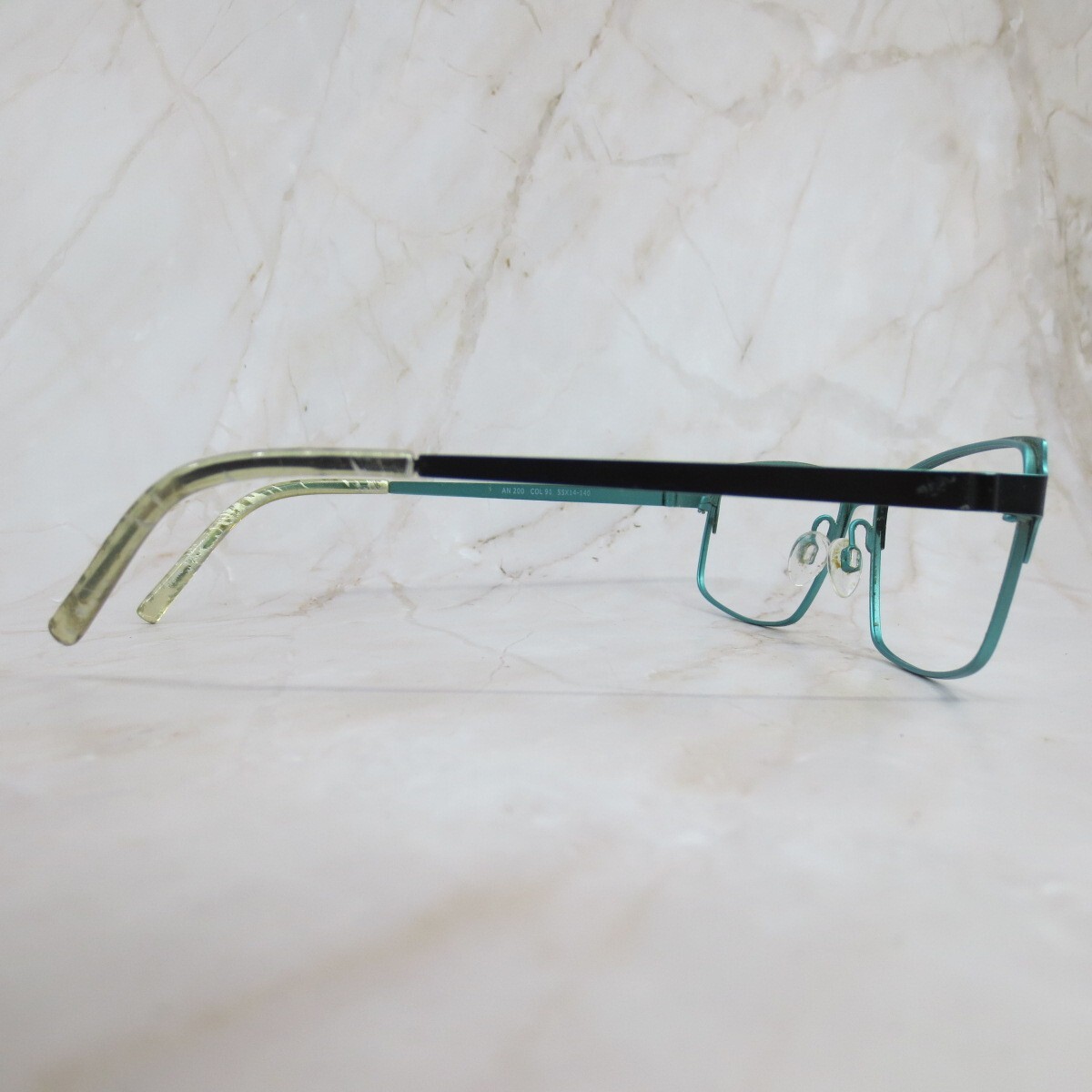 Next Issue AN 200 COL 91 Teal Blue Rectangle Eyeglasses Frame Only 55-14-140 mm Next Issue AN 200 COL 91 B Pink Black Rectangle Eyeglasses  main image 2