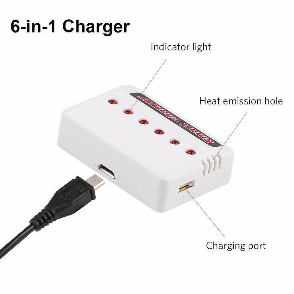 6Pcs ZOP POWER 3,7V 750mAH 30C 1S Batteria Lipo Con Presa JST Con